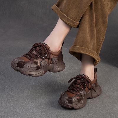 Мода 2025 Осень Новые Повседневные Уличные Спортивные Кроссовки на Шнуровке Легкая Мягкая Подошва Удобная Натуральная Кожа Женская Обувь