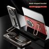 Luxury Magnetic Electroplated Genuine Cowhide Leather Case for OPPO Find N5 Axis Rotary Alloy Wrist Strap Bracket Hard Shell