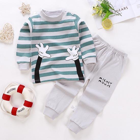 Winter Kids Long Sleeve O Neck T Shirt Pants Set Casual Baggy 2pcs Suit Cotton Cartoon Printes Outfit