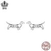 Original Dachshund S925 Sterling Silver Platinum-Plated Earrings - Cute Design, Hot-Selling