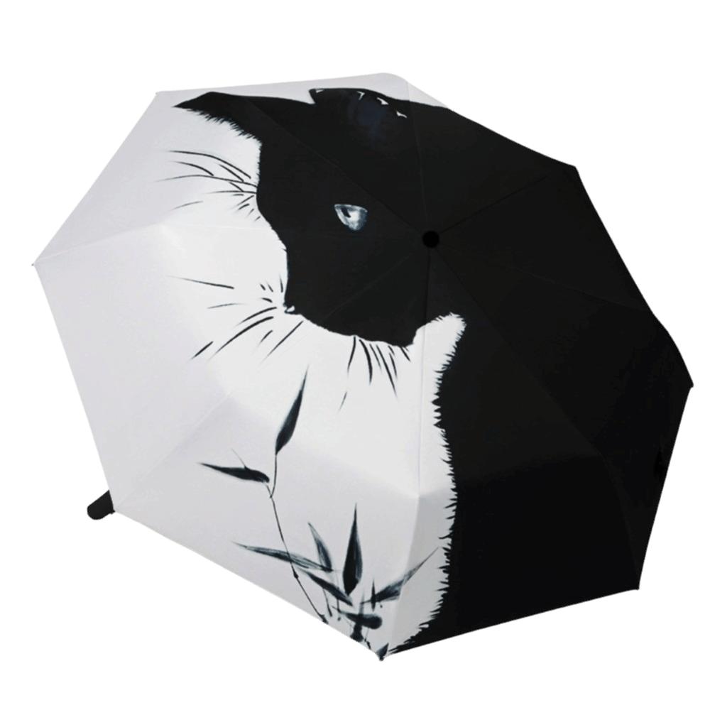 Cartoon Cat Automatic Umbrella Rain or Shine Cat Sun Protection Umbrella  for Women