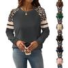 Women's Round Neck Leopard Print Elegant Work Sweatshirt Top