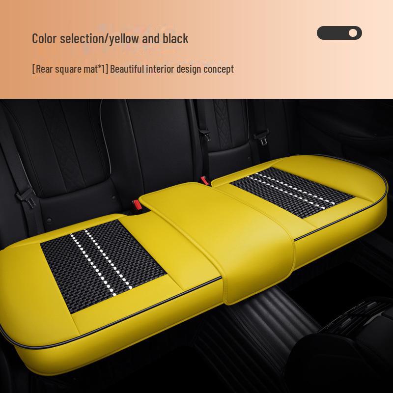 Комплект всесезонных подушек на сиденье автомобиля для водителя, с кожаной обивкой и материалом Ice Silk для вентиляции и противоскользящими свойствами.