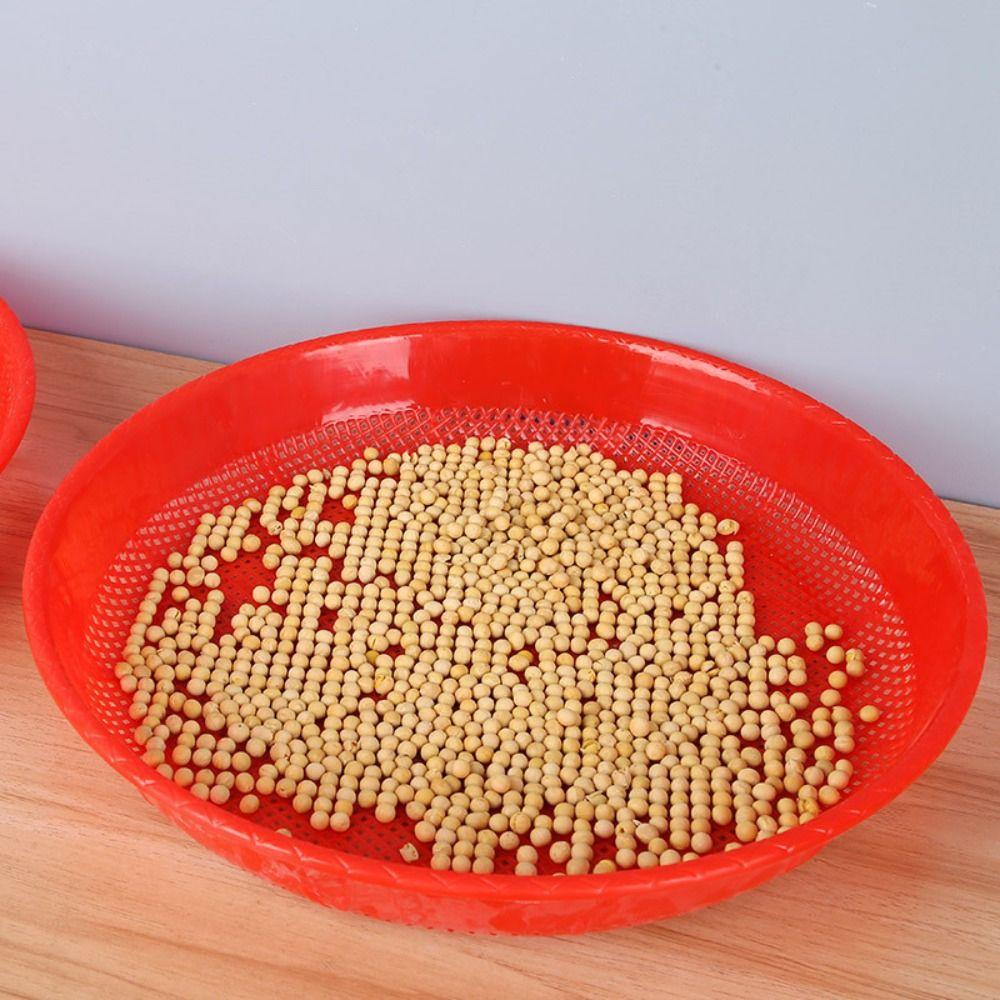 Red Sieve Basket Plastic Food Storage Tray Durable Fruit Basket Home