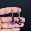 Lapis Lazuli 999 Copper Wire Wrapped Earrings, Handmade Gemstone Earrings Jewelry, Gifts For Wife Brand New Earrings