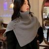Warm Knitted Shawl Button Women Winter Shawl Simple Scarves Knitwear  Autumn