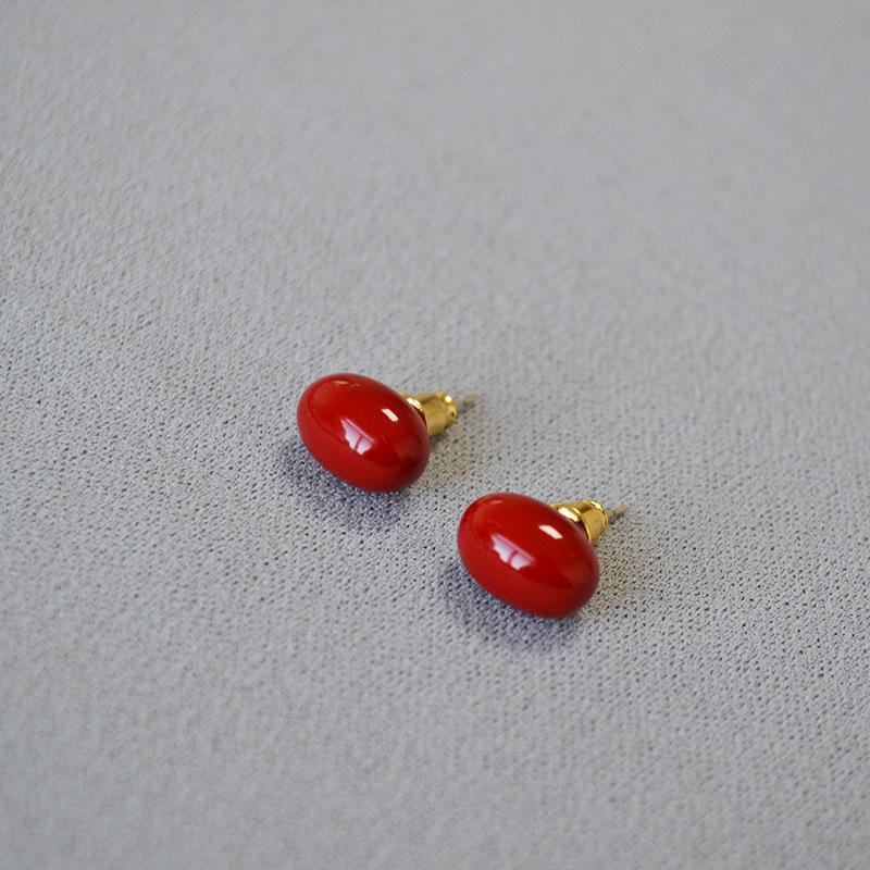 Серьги из серебра 925 пробы с эмалью из бобов акации в японском и корейском стиле в стиле ретро для женщин