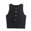 Kaslead New Arrival Women's Clothing Fashion Style Stylish Simple and Versatile Two Colors Plain Stitch Short Sleeveless Vest Top