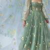 European Embroidered Multi-Color Floral Tulle Wedding Dress