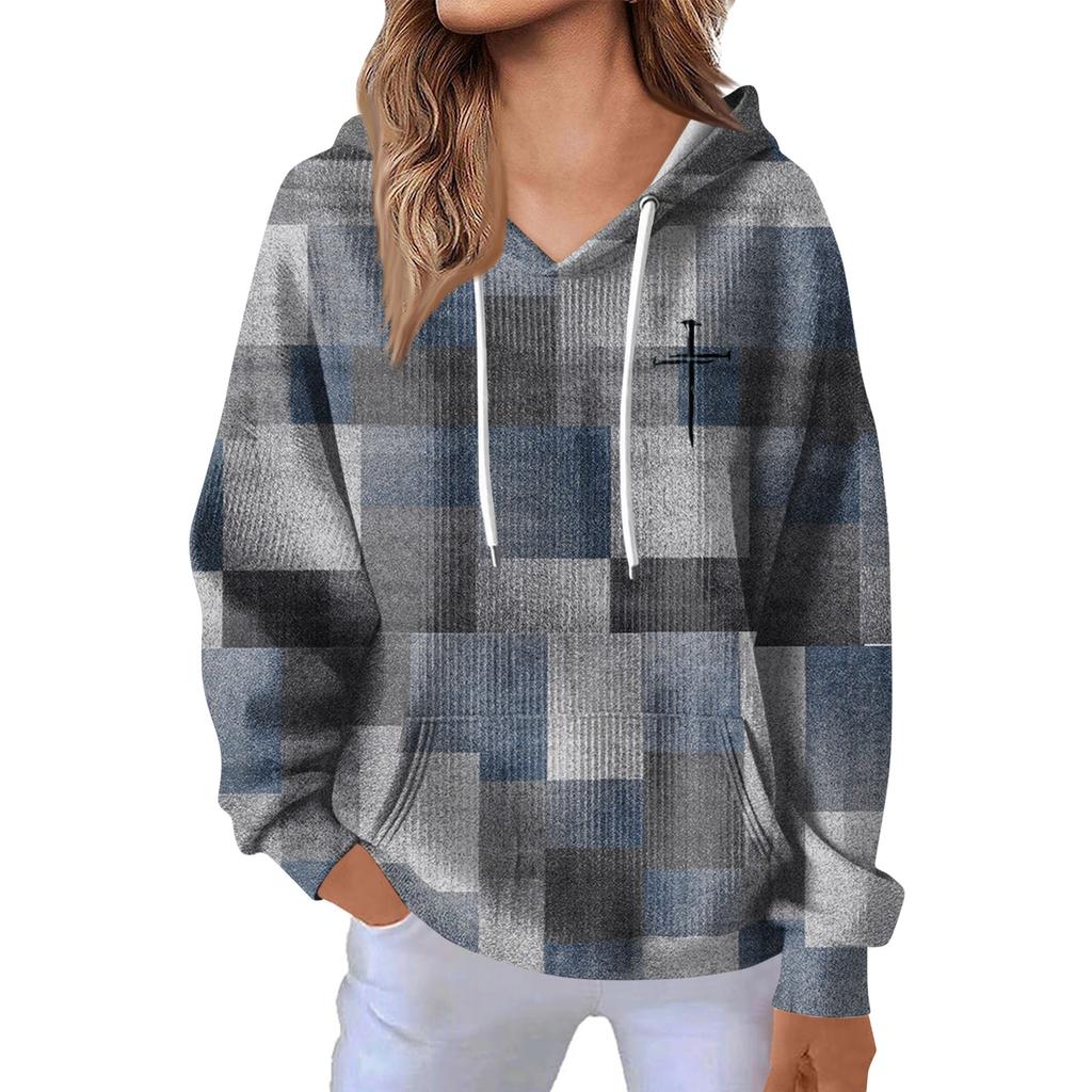 Women's Fashion Casual Long Sleeve Solid Color Hooded Sweatshirt Tops