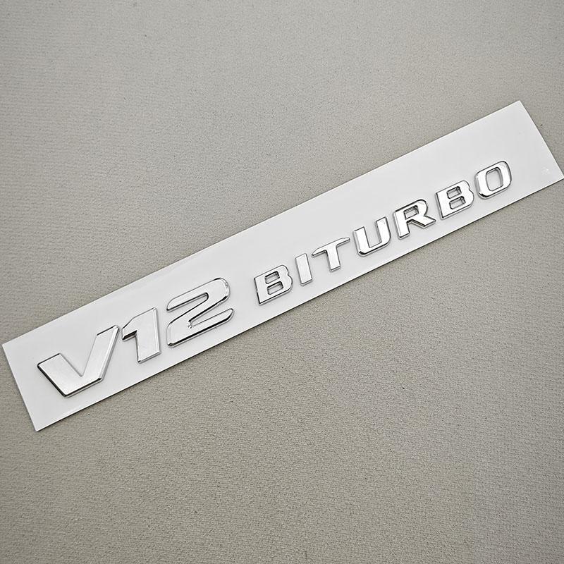 3D ABS Chrome Black Car Letter Side Fender Badge Logo V12 BITURBO Sticker Emblem For Mercedes Benz AMG G63 G65 Auto Accessories XV7