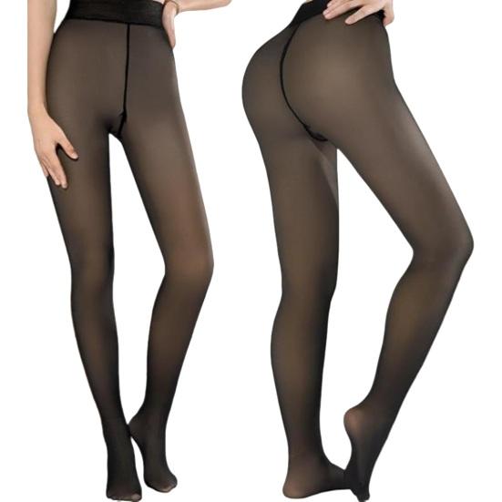 Женские колготки с флисовой подкладкой Зимние прозрачные теплые леггинсы Имитация полупрозрачных Термальные Плотные