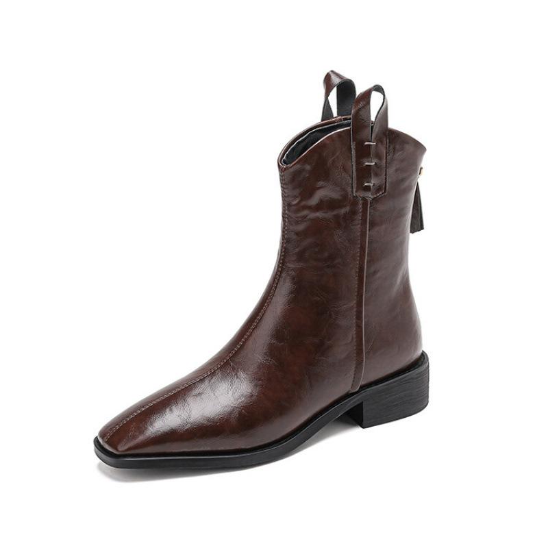 Корейская версия новых мартинов с низким каблуком, женские ботинки на резиновой подошве большого размера, осенне-зимние ботинки на квадратном каблуке, удобная задняя молния