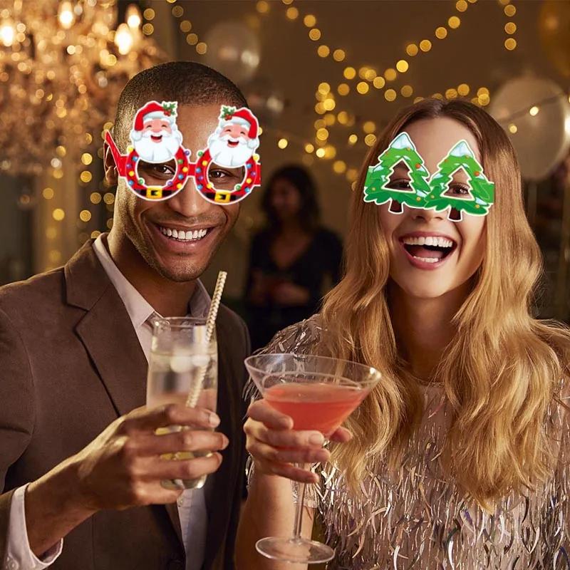 Creative Christmas Decorative Paper Glasses Gingerbread Man Santa Claus Reindeer Eyewear New Year Party Photoshoot Props
