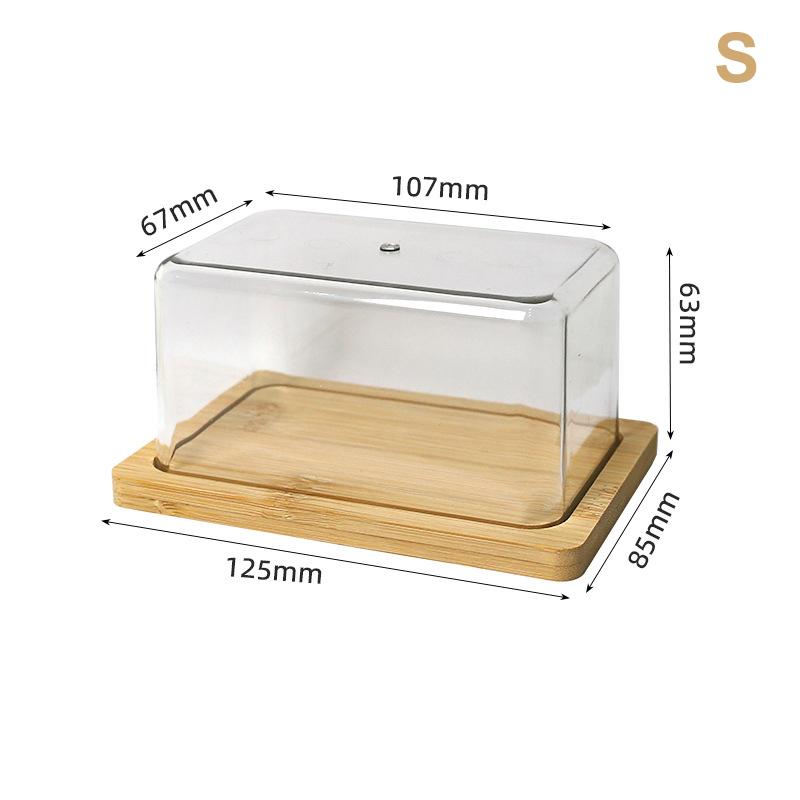 Countertop Bamboo Butter Dish Plate With Transparent Acrylic Lid Kitchen Storage Butter Container Box Butter Tableware