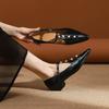 807-5 Xiaoxiangfeng Pearl Pointed Single Shoes New Super Fashionable Personalized Pointed Middle Heel Single Shoes Women's Shoes