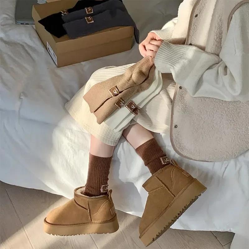 1 пара зимних однотонных бархатных утолщенных махровых носков, разноцветные носки средней длины до икры с вышитым логотипом, теплые, повседневные хлопковые носки