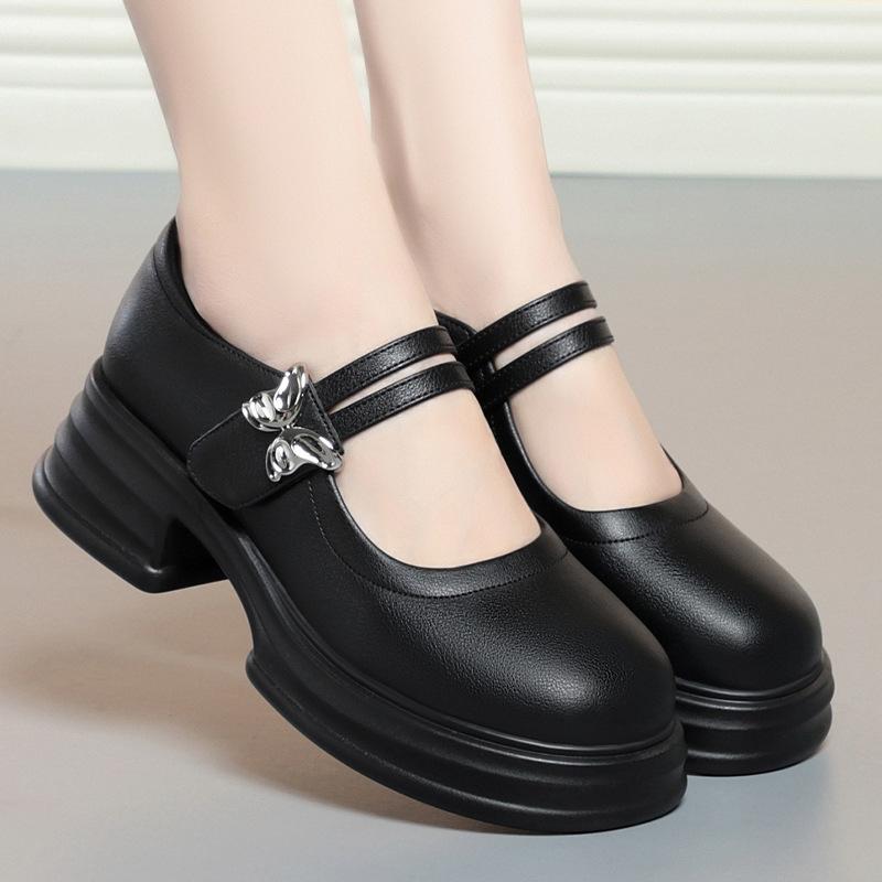 Новые туфли на платформе и высоком каблуке, женские туфли Мэри Джейн на толстом каблуке, элегантные туфли-лодочки на каблуке с бантиками, туфли с круглым носком, женская свадебная обувь