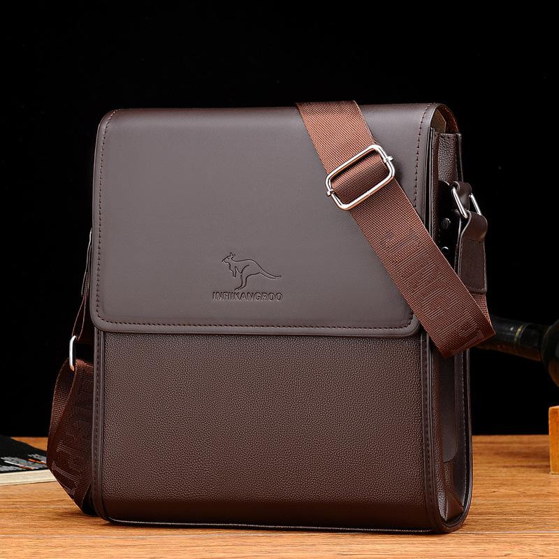 Men's Soft Leather One-shoulder Casual Messenger Bag Business Briefcase Diagonal Vertical Messenger Bag