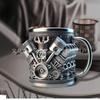 Кофейная кружка из смолы на тему двигателей V6 V8, 3D механический дизайн, новинка, подарок для автолюбителей, декор для офиса
