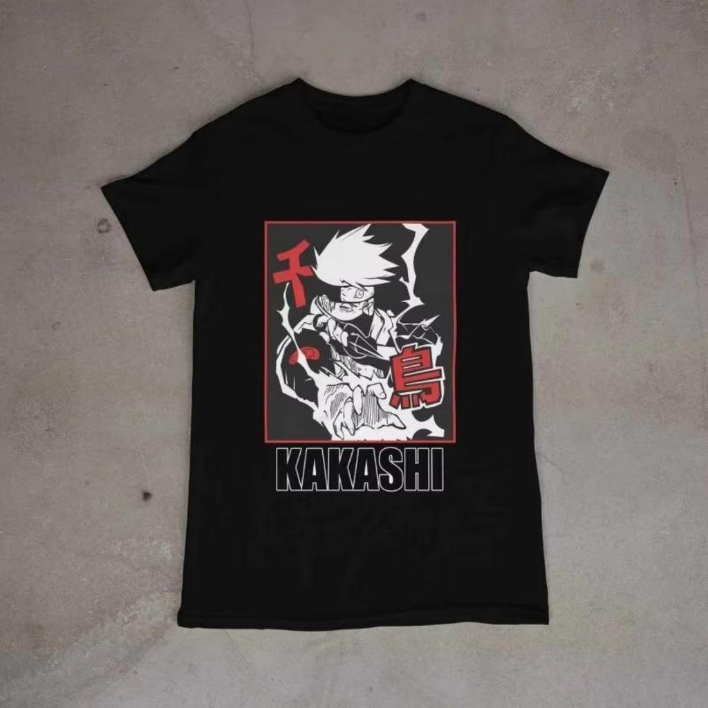 Хлопковая футболка Kakashi из Наруто, унисекс, летняя, с принтом аниме, свободная, повседневная, с коротким рукавом