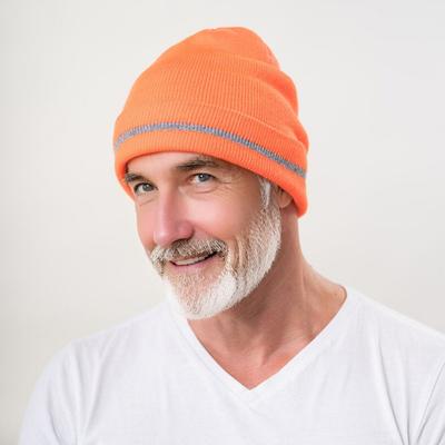 Вязаная шапка со светоотражающей полосой, теплая шапка унисекс, уличная ветрозащитная, холодостойкая, эластичная шапка, головной убор