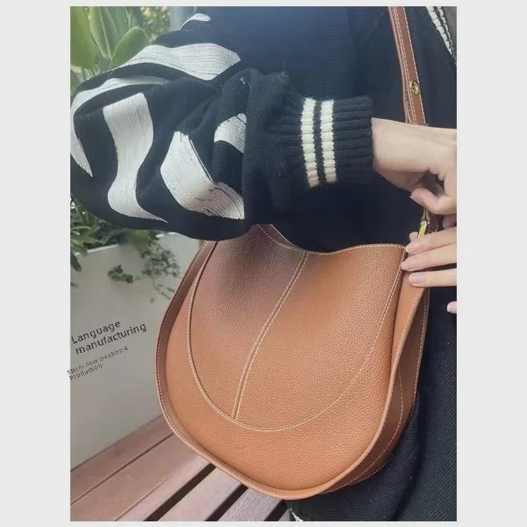 «Модная женская сумка-седло из мягкой кожи в стиле ретро 2024 года — легкая, роскошная, большой вместимости, на одно плечо или через плечо»