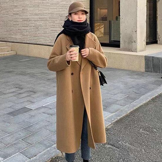 Зимнее пальто с отложным воротником, морозостойкое, средней длины, удобное в носке шерстяное пальто, женская одежда