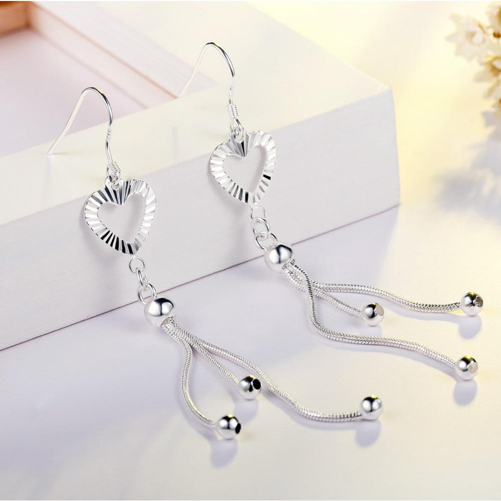 Long Fringe Earrings Stylish Floral Heart Dangle Earrings Elegant Women Jewelry Gift