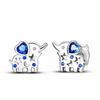 New 925 Sterling Silver Stud Earrings Cat Elephant Star Circular Stud Earring Gift Jewelry