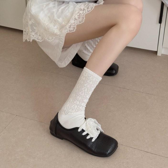 Трендовые весенне-осенние ажурные гольфы до середины икры - Ретро стиль, стройнящие, однотонные.