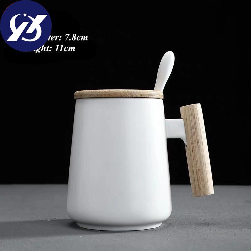 Ceramic Large Capacity Coffee Mug with Wooden Handle Office Water Tea Cup Milk Mug Drinkware