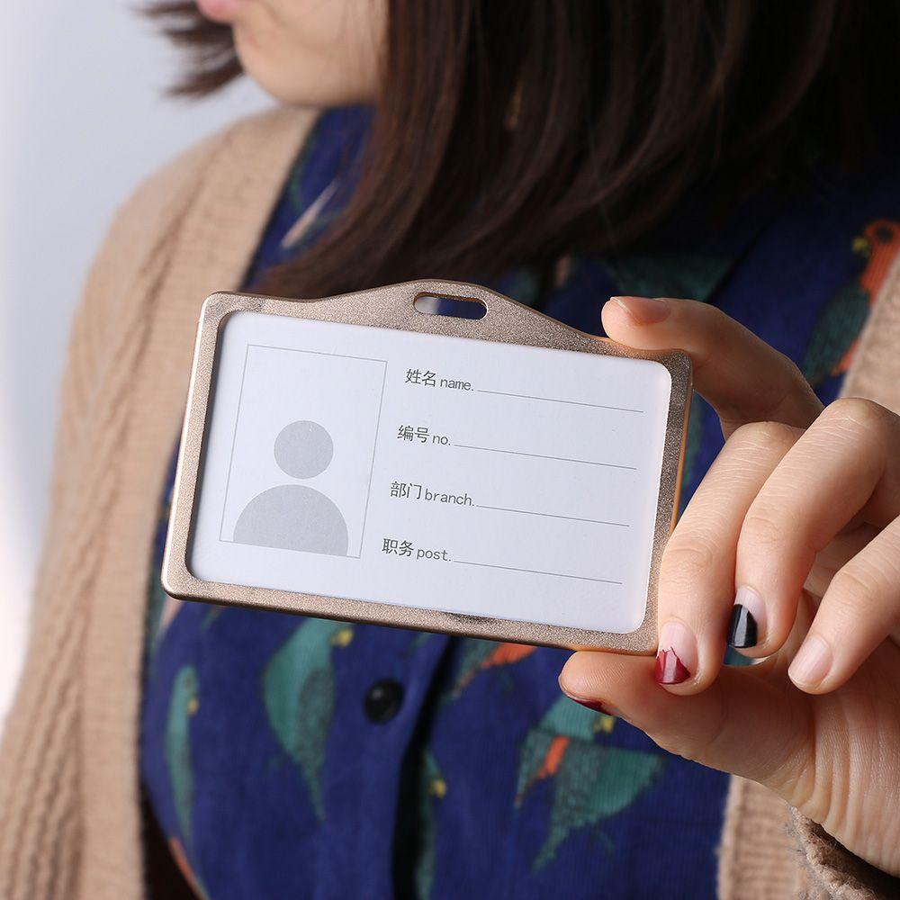 Exhibition Office School Vertical ID Business Case Aluminum Alloy Name Card Work Card Holders