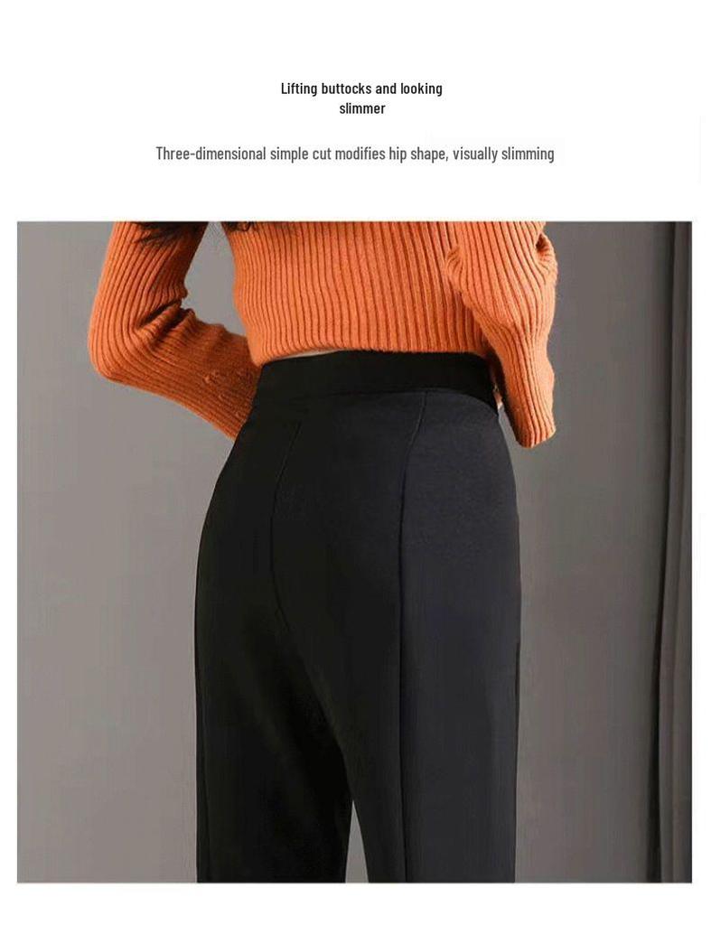 2026 Women's High-Waisted Flowing Black Micro-Flare Wide-Leg Trousers with Slit