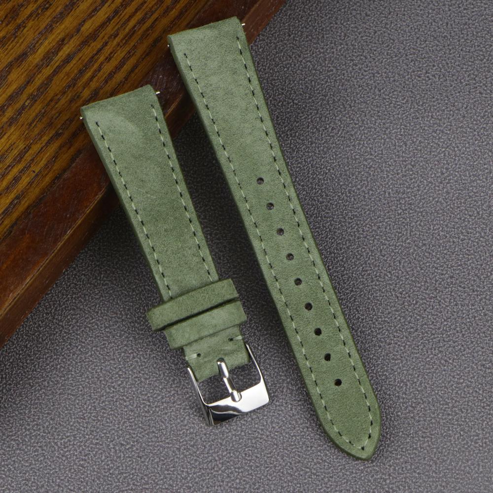 Ремешок для часов из натуральной замшевой кожи, винтажный коричневый, 18 мм, 20 мм, 22 мм, с быстросъемными шпильками, аксессуары для браслета