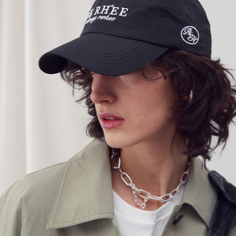 КЕПКА-БЕЙСБОЛКА RE RHEE С ВЫШИВКОЙ ЛОГОТИПА ЦВЕТА АКВА ЧЕРНАЯ
