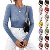 Ayollar Modasi Dumaloq Bo'yinli Slim Futbolka Uzun Qisma Pullover Bir Xil Rangli Top