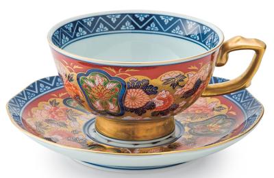 Arita Ware Shobido Main Store Gokunishiki расписанная золотом старинная чайная чаша в стиле Имари S-3047