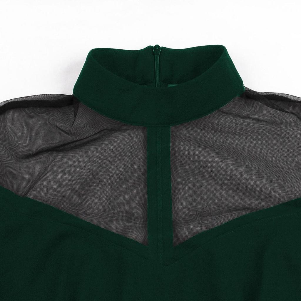 Платье на Хэллоуин для женщин, косплей, сетчатые платья с плечами и рукавами-трубой, готические ретро-платья в стиле «качели»