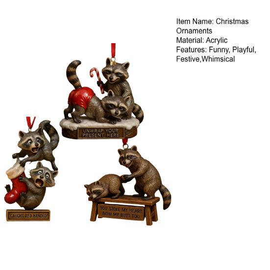 Дерзкий Енот Рождественские Украшения Акриловый Подвесной Декор с Юмористическими Надписями Игривые Украшения для Праздничной Елки