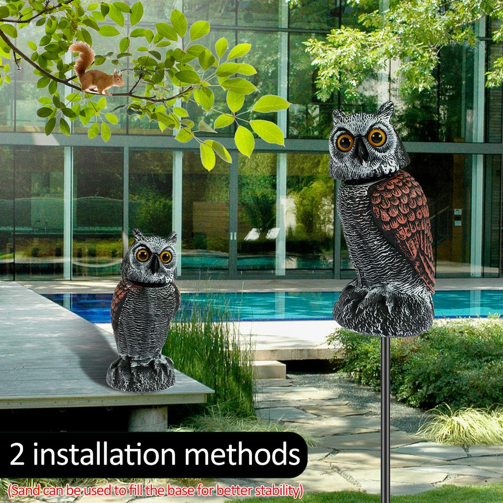 Owl Scare Bird Control Devices with 360° Swivel Head Waterproof Fake Owl Bird Deterrent for Landscape Decoration Sculpture
