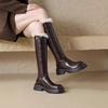 Теплые утолщенные высокие сапоги, рыцарские сапоги, женские осенне-зимние сапоги, новый стиль, боковая молния, толстая подошва, высокие сапоги