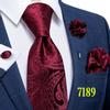 Classic 8.5cm Necktie Set for Men Paisley Tie Fashion Flower Lapel Pin Silk Tie Hanky Cufflink Business Party