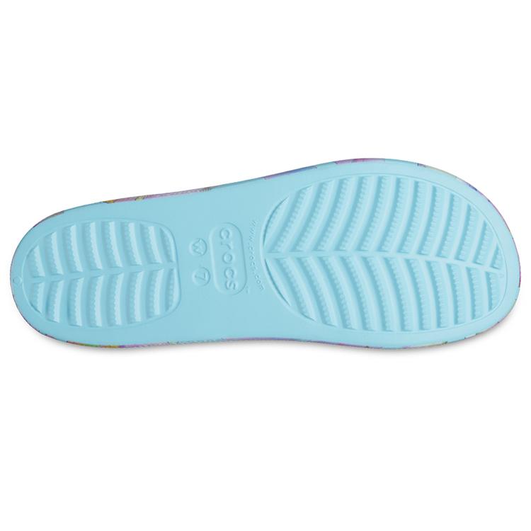 Crocs Классические платформенные шлепанцы с принтом пальм 'Синий Мультиколор' Женские 208607-4NQ