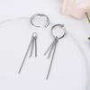 Men Hoop Ear Studs Long Tassel Korean Circle Earrings Charm Jewelry Gift