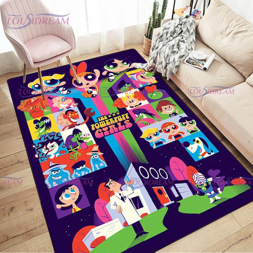 Ковер с героями мультфильмов «Крутые девчонки» с принтом для гостиной, спальни, декор, ковер для ванной комнаты, нескользящий ковер, напольный коврик, коврик в прихожей