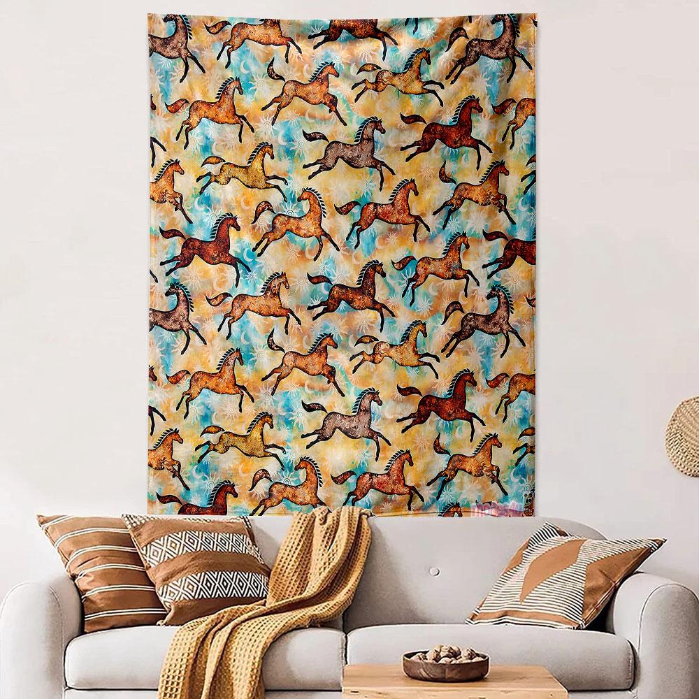 Galloping Horses Pattern Tapestry Patterned tapestry home decor, suitable for bedroom and living room, gift