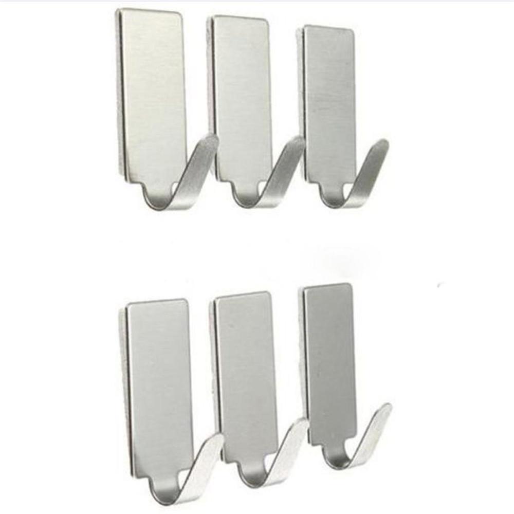 12PCS Self Adhesive Home Kitchen Wall Door Stainless Steel Holder Hook Hanger