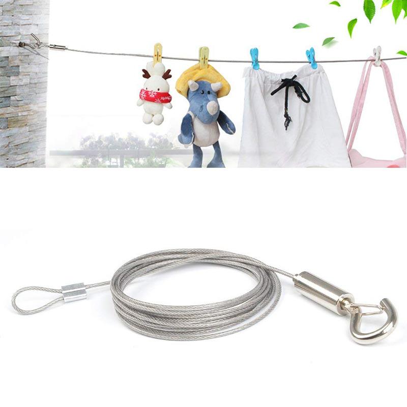 Adjustable Automatic Wire Rope Spring Hook Clothesline Picture Hanging Solution System Suspension Code Stainless Steel Cable