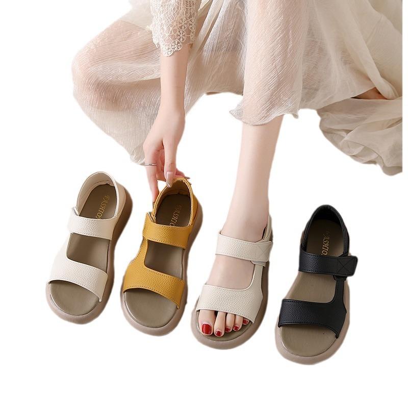 Женские сандалии летние Young Fairy Style Flat Soft Sole Sandals Two Wear Back Pack с римскими пляжными сандалиями для женщин